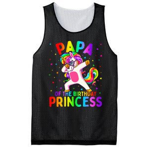 Papa of the Birthday Princess Dabbing Unicorn Mesh Reversible Basketball Jersey Tank