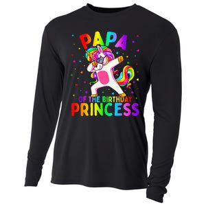 Papa of the Birthday Princess Dabbing Unicorn Cooling Performance Long Sleeve Crew