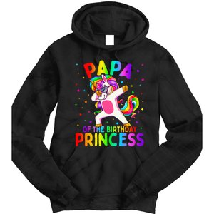 Papa of the Birthday Princess Dabbing Unicorn Tie Dye Hoodie