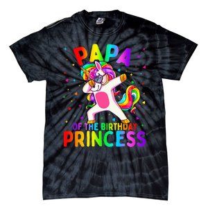 Papa of the Birthday Princess Dabbing Unicorn Tie-Dye T-Shirt