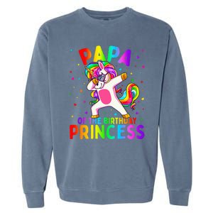 Papa of the Birthday Princess Dabbing Unicorn Garment-Dyed Sweatshirt