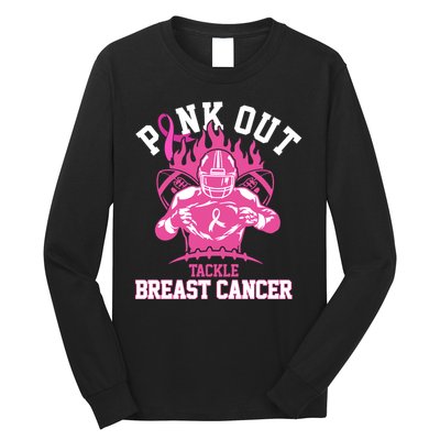 Pink Out Tackle Breast Cancer Awareness Football Long Sleeve Shirt