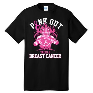 Pink Out Tackle Breast Cancer Awareness Football Tall T-Shirt