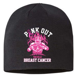 Pink Out Tackle Breast Cancer Awareness Football Sustainable Beanie