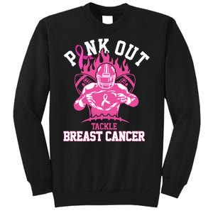 Pink Out Tackle Breast Cancer Awareness Football Tall Sweatshirt