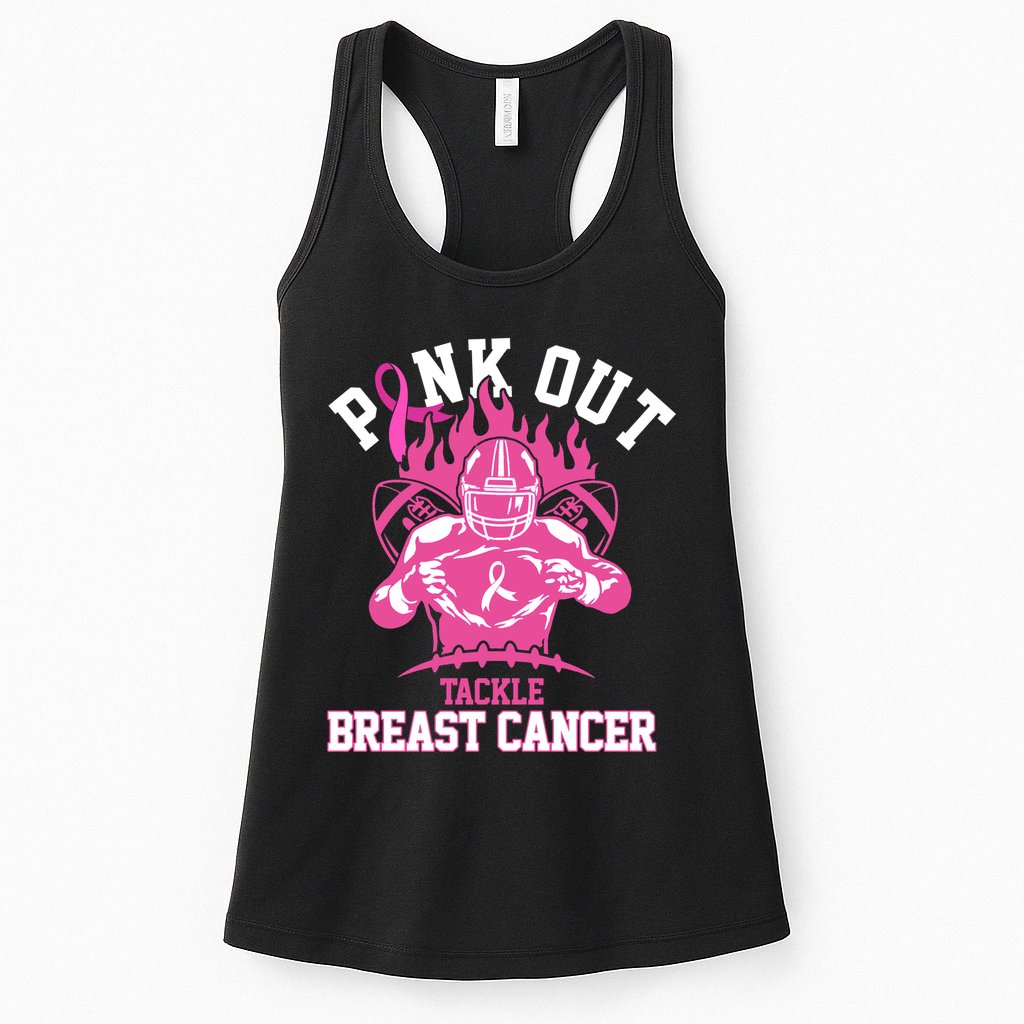 Pink Out Tackle Breast Cancer Awareness Football Womens Tank Top