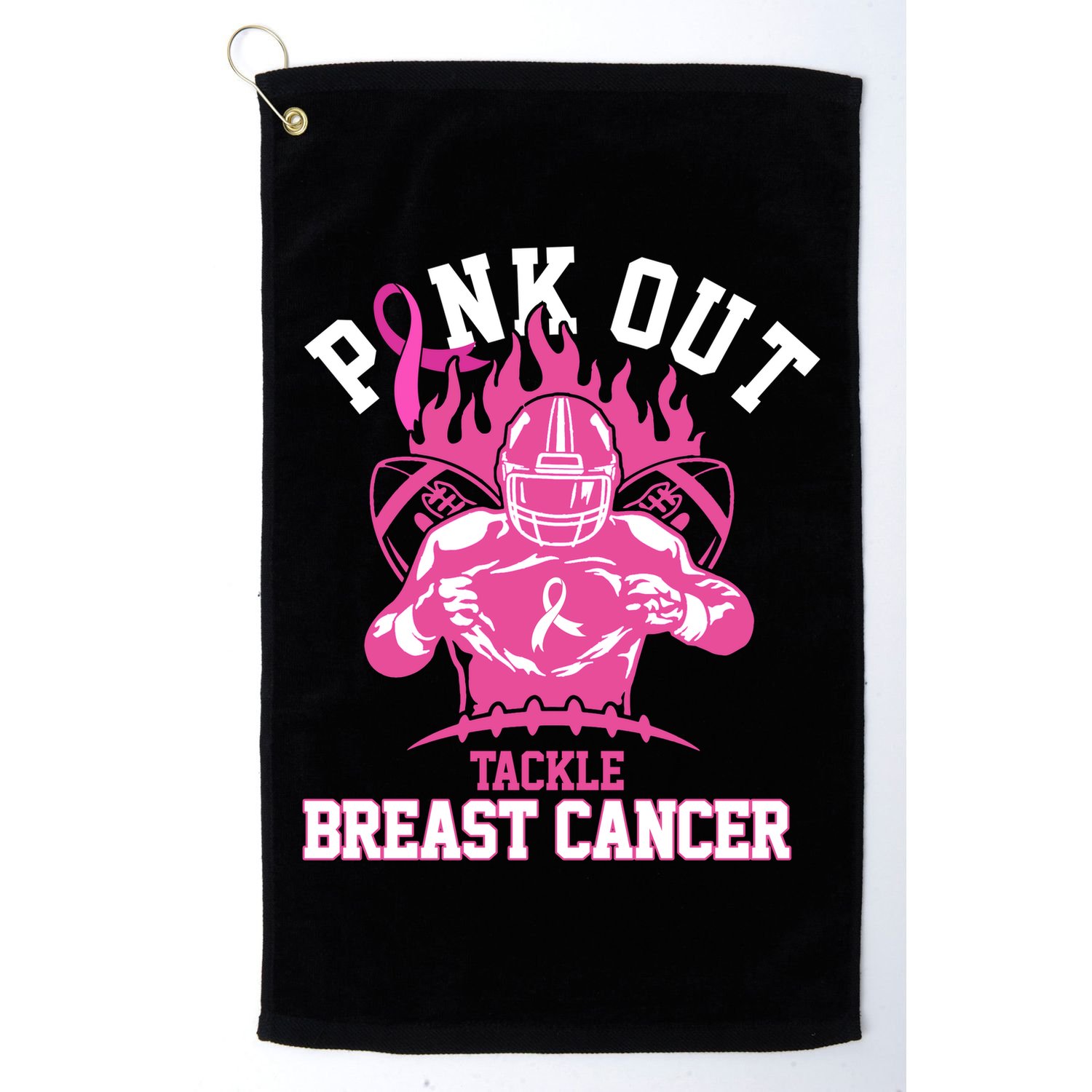Pink Out Tackle Breast Cancer Awareness Football Golf Towel