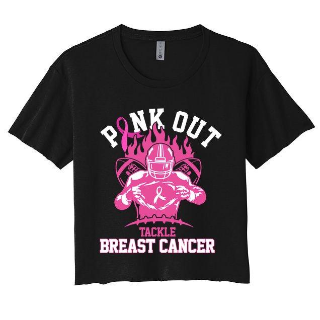 Pink Out Tackle Breast Cancer Awareness Football Crop Top