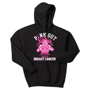 Pink Out Tackle Breast Cancer Awareness Football Kids Hoodie