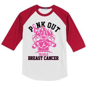 Pink Out Tackle Breast Cancer Awareness Football Kids Colorblock Raglan Jersey