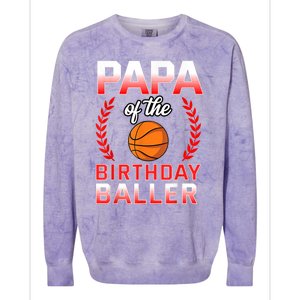 Papa Of The Birthday Boy Basketball Bday Celebration Colorblast Crewneck Sweatshirt