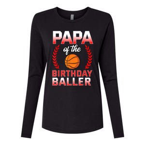 Papa Of The Birthday Boy Basketball Bday Celebration Womens Cotton Relaxed Long Sleeve T-Shirt