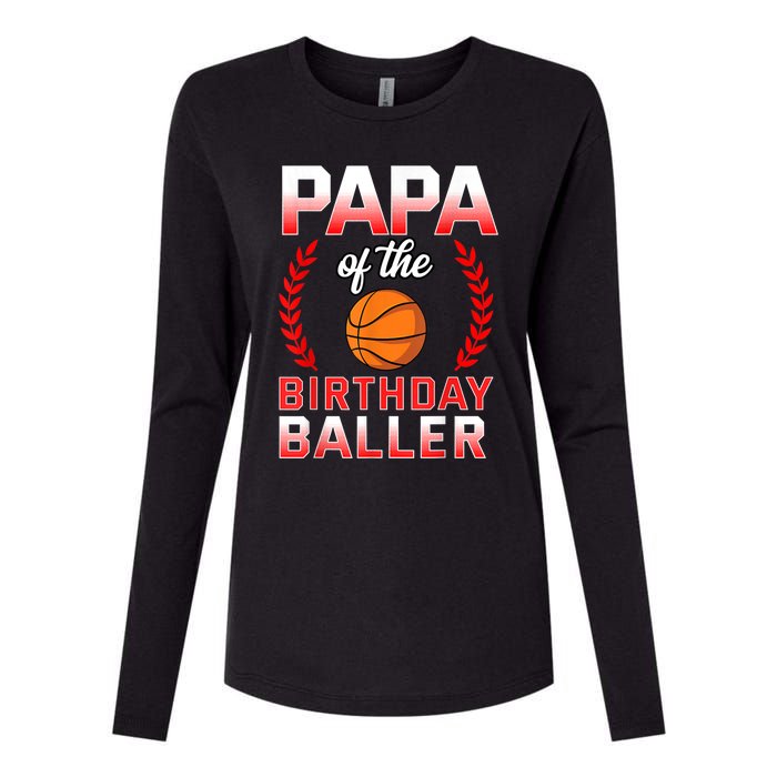 Papa Of The Birthday Boy Basketball Bday Celebration Womens Cotton Relaxed Long Sleeve T-Shirt