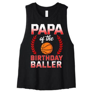 Papa Of The Birthday Boy Basketball Bday Celebration Women's Racerback Cropped Tank