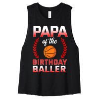 Papa Of The Birthday Boy Basketball Bday Celebration Women's Racerback Cropped Tank