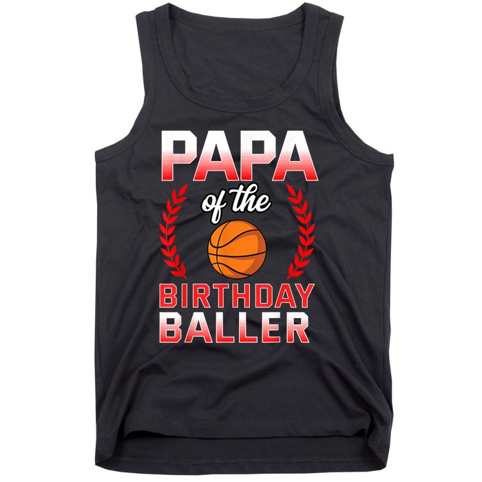 Papa Of The Birthday Boy Basketball Bday Celebration Tank Top