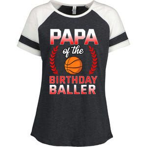 Papa Of The Birthday Boy Basketball Bday Celebration Enza Ladies Jersey Colorblock Tee