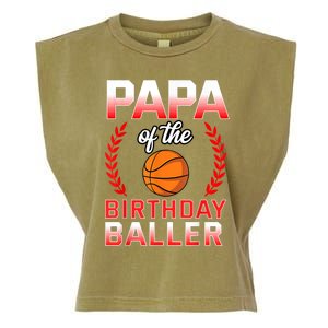 Papa Of The Birthday Boy Basketball Bday Celebration Garment-Dyed Women's Muscle Tee