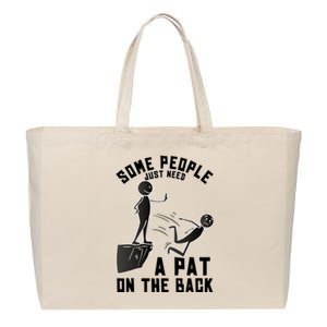 Pat On The Back Funny Adult Sarcastic Design Cotton Canvas Jumbo Tote