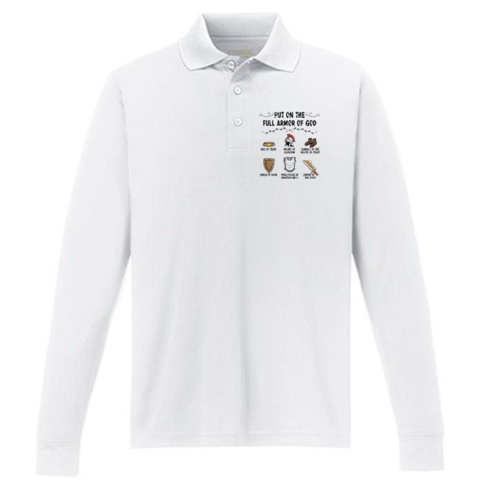 Put On The Full Armor Of God Performance Long Sleeve Polo