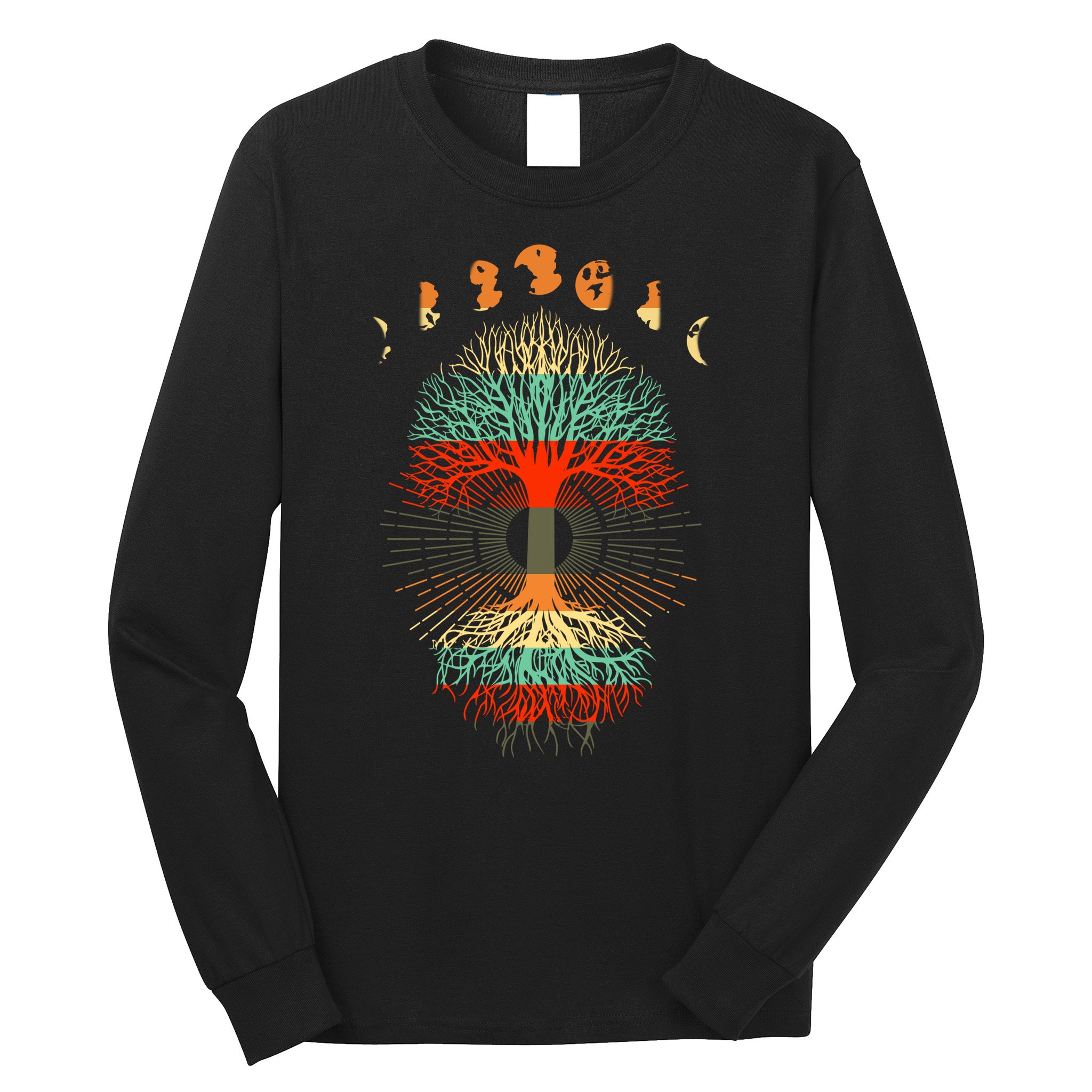 Phases Of The Moon Nature Retro Long Sleeve Shirt