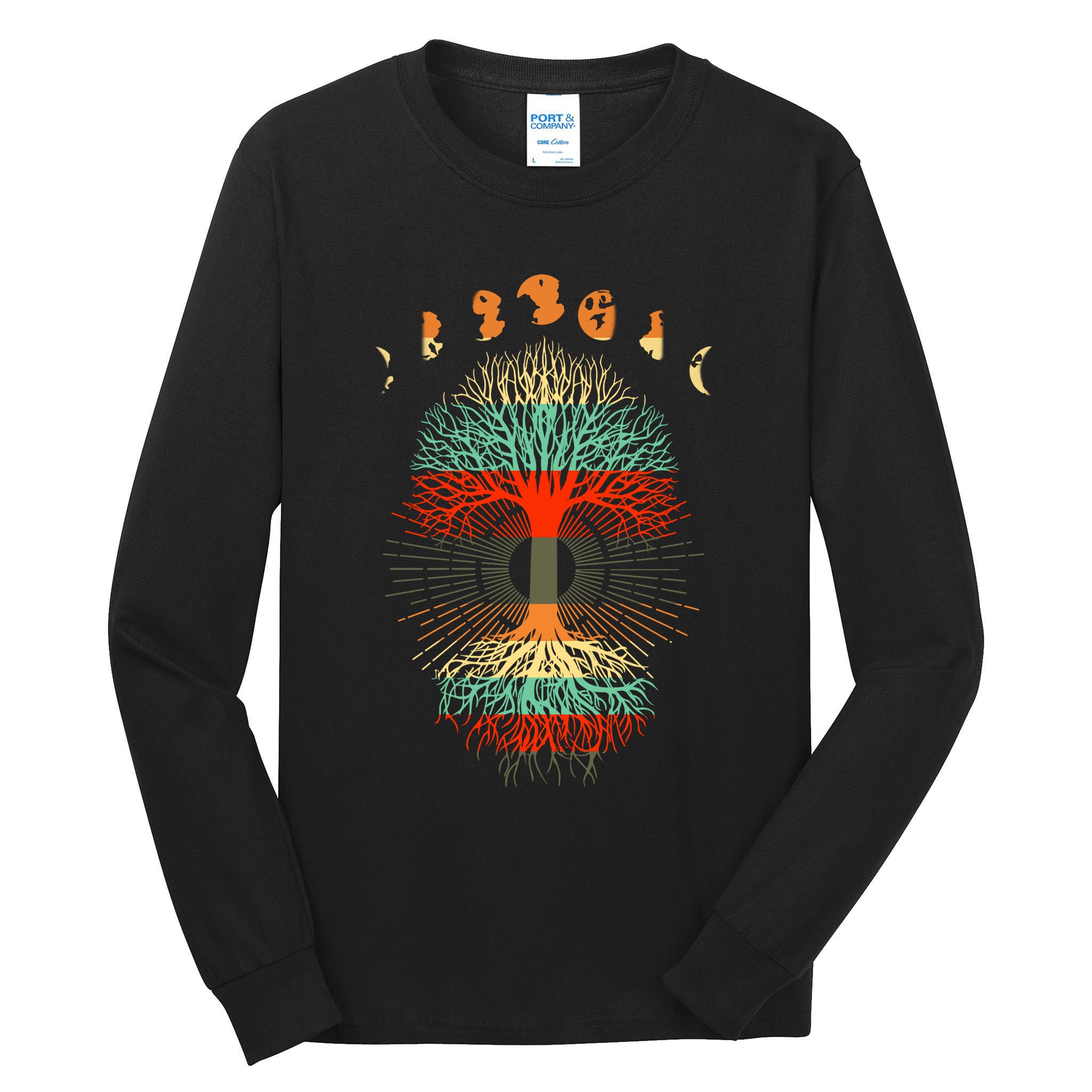 Phases Of The Moon Nature Retro Tall Long Sleeve T-Shirt