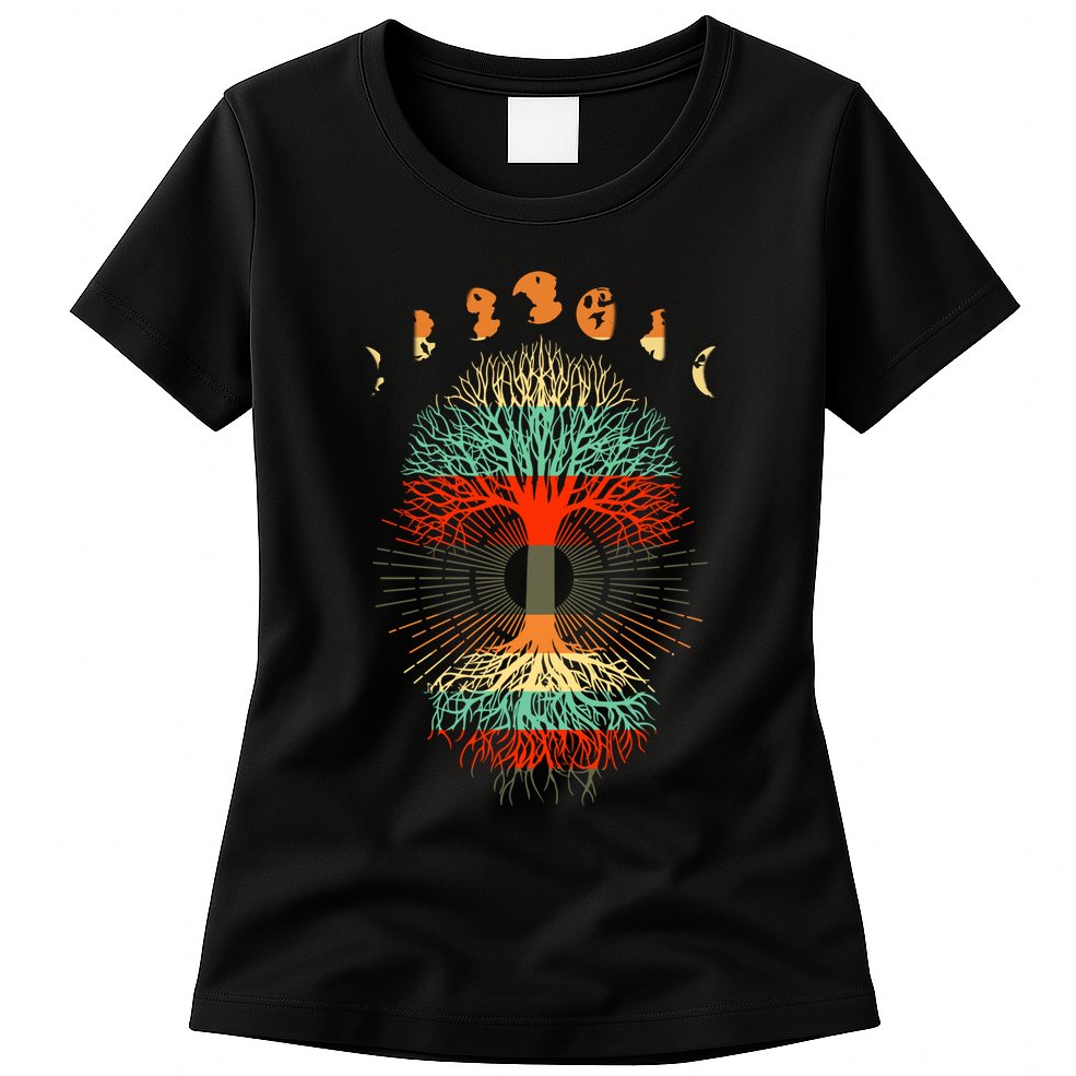 Phases Of The Moon Nature Retro Womens T-Shirt