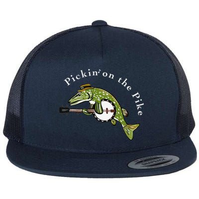 Pickin On The Pike Graphic For Music Loving Fisherman Flat Bill Trucker Hat