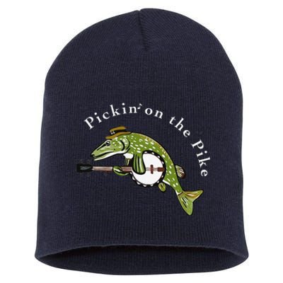 Pickin On The Pike Graphic For Music Loving Fisherman Short Acrylic Beanie