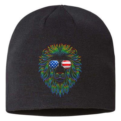 Pride of the United state Lion with USA Sunglasses Sustainable Beanie