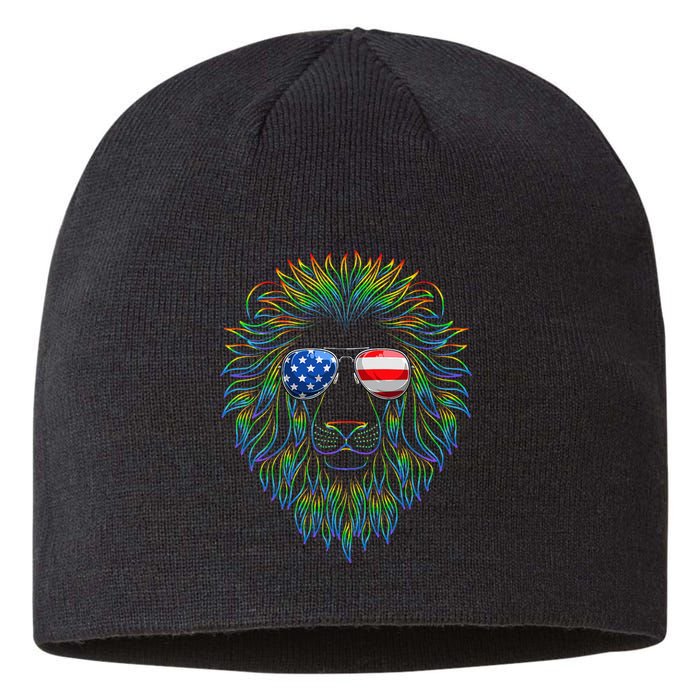 Pride of the United state Lion with USA Sunglasses Sustainable Beanie