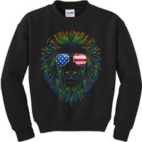 Pride of the United state Lion with USA Sunglasses Kids Sweatshirt