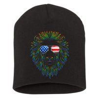 Pride of the United state Lion with USA Sunglasses Short Acrylic Beanie