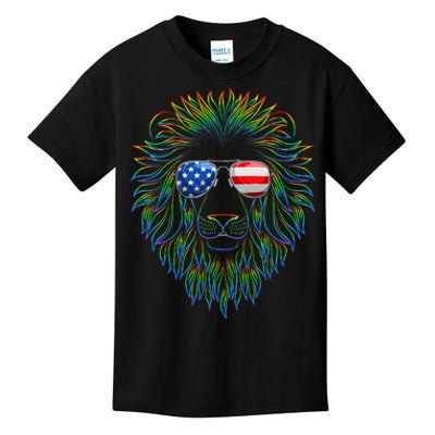 Pride of the United state Lion with USA Sunglasses Kids T-Shirt