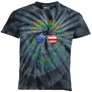 Pride of the United state Lion with USA Sunglasses Kids Tie-Dye T-Shirt