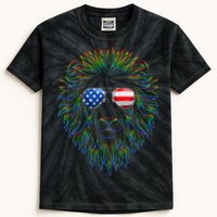 Pride of the United state Lion with USA Sunglasses Kids Tie-Dye T-Shirt