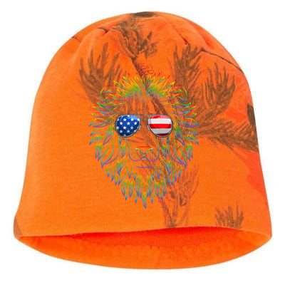 Pride of the United state Lion with USA Sunglasses Kati - Camo Knit Beanie