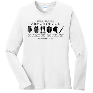 Put On The Full Armor Of God Ephesians 6 10 Ladies Long Sleeve Shirt