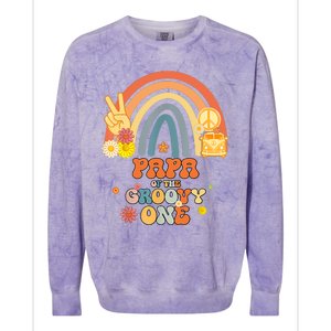 Papa Of The Groovy One Rainbow Boho Birthday Party Colorblast Crewneck Sweatshirt