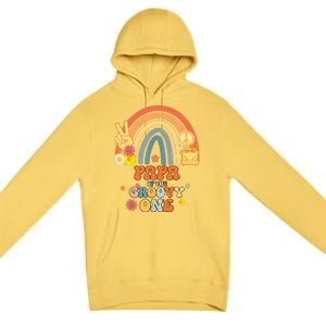 Papa Of The Groovy One Rainbow Boho Birthday Party Premium Pullover Hoodie