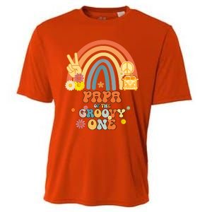 Papa Of The Groovy One Rainbow Boho Birthday Party Cooling Performance Crew T-Shirt