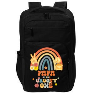 Papa Of The Groovy One Rainbow Boho Birthday Party Impact Tech Backpack