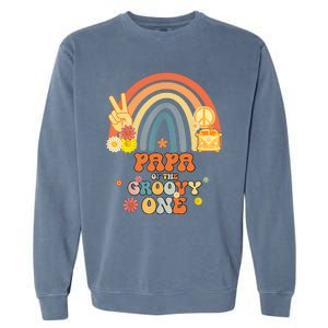 Papa Of The Groovy One Rainbow Boho Birthday Party Garment-Dyed Sweatshirt