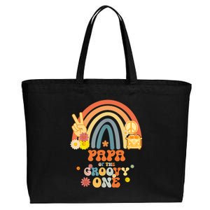 Papa Of The Groovy One Rainbow Boho Birthday Party Cotton Canvas Jumbo Tote