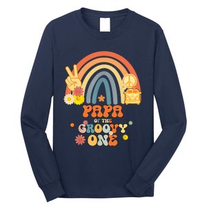 Papa Of The Groovy One Rainbow Boho Birthday Party Long Sleeve Shirt