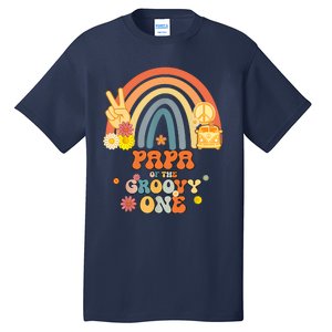 Papa Of The Groovy One Rainbow Boho Birthday Party Tall T-Shirt