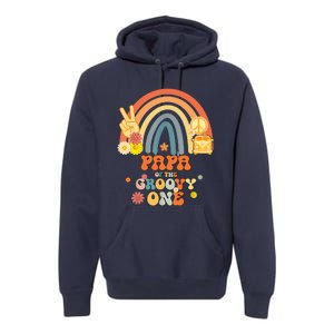 Papa Of The Groovy One Rainbow Boho Birthday Party Premium Hoodie