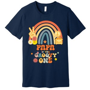 Papa Of The Groovy One Rainbow Boho Birthday Party Premium T-Shirt