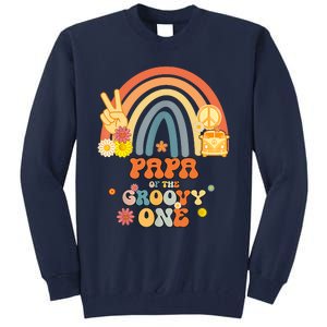 Papa Of The Groovy One Rainbow Boho Birthday Party Tall Sweatshirt