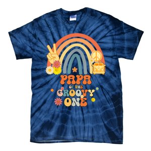 Papa Of The Groovy One Rainbow Boho Birthday Party Tie-Dye T-Shirt